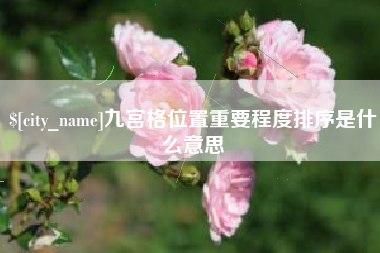 利津九宫格位置重要程度排序是什么意思